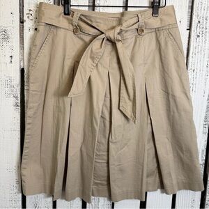 Vintage 90s Apostrophe Pleated Skirt Size 12 Khaki Zip Belted Preppy Retro Cute!